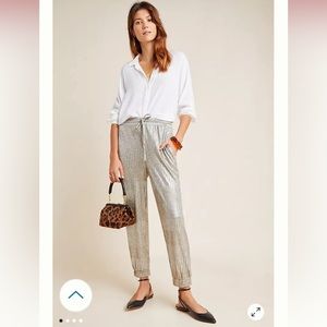Anthropologie Melora Metallic Joggers